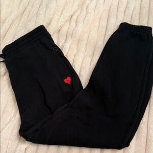 Victoria's Secret Black Joggers with Red Heart
